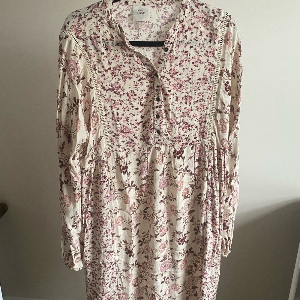 Knox Rose Cream and Pink Floral Midi Dress